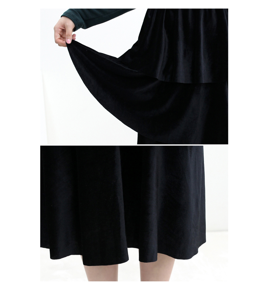 Velvet Cangkang Long Skirt Autumn Banding Voyeur l