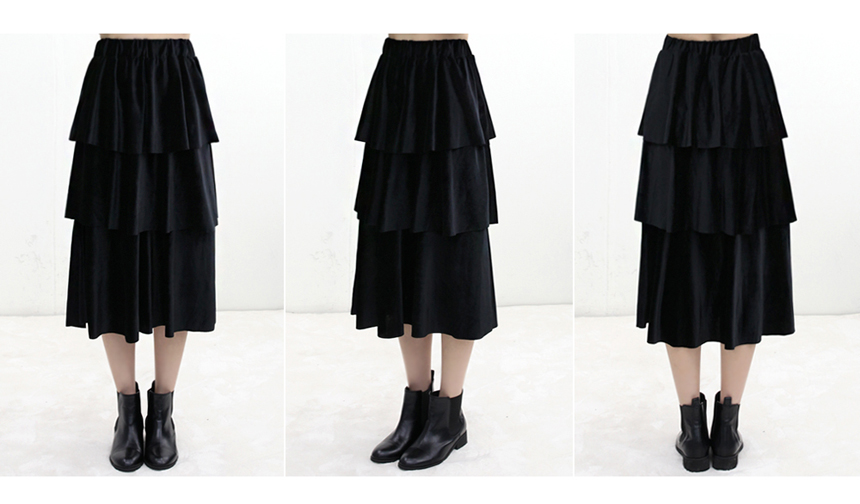 Velvet Cangkang Long Skirt Autumn Banding Voyeur l