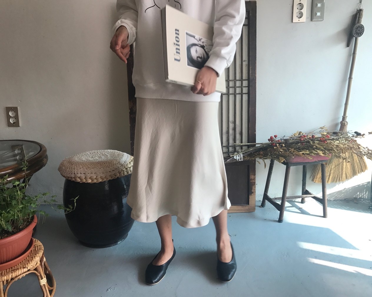 Mermaid Silk Satin Long Skirt Ivory, Brown Autumn 