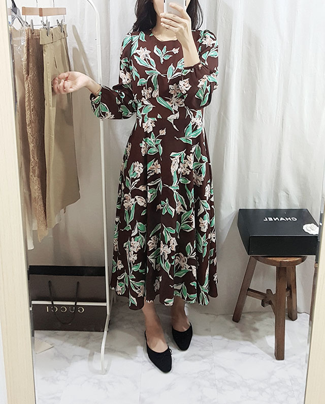 New Women Dress High Quality Autumn Flower Long Go