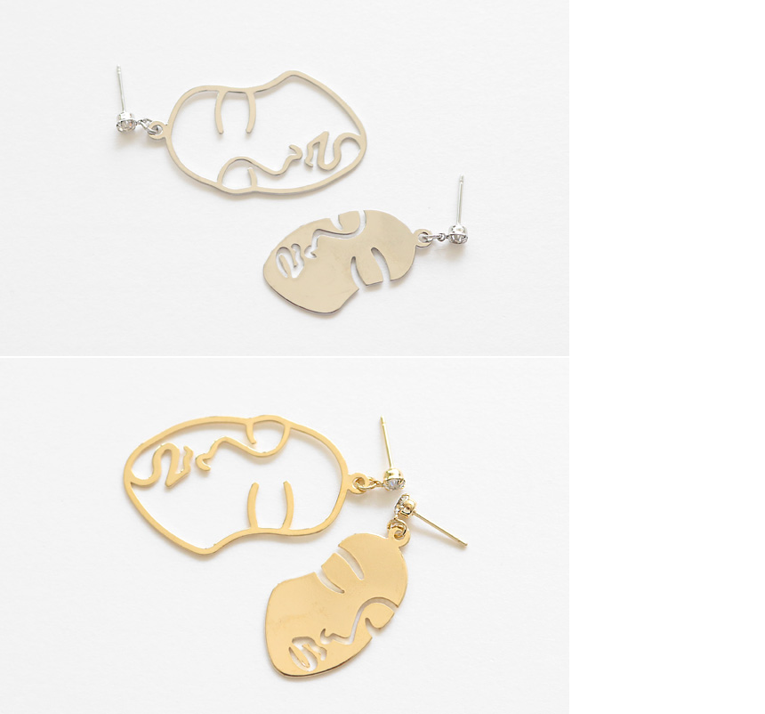 Face shape Metal Earring E456 Bold Seek Drop Drop 