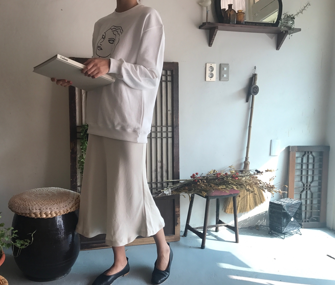 Mermaid Silk Satin Long Skirt Ivory, Brown Autumn 