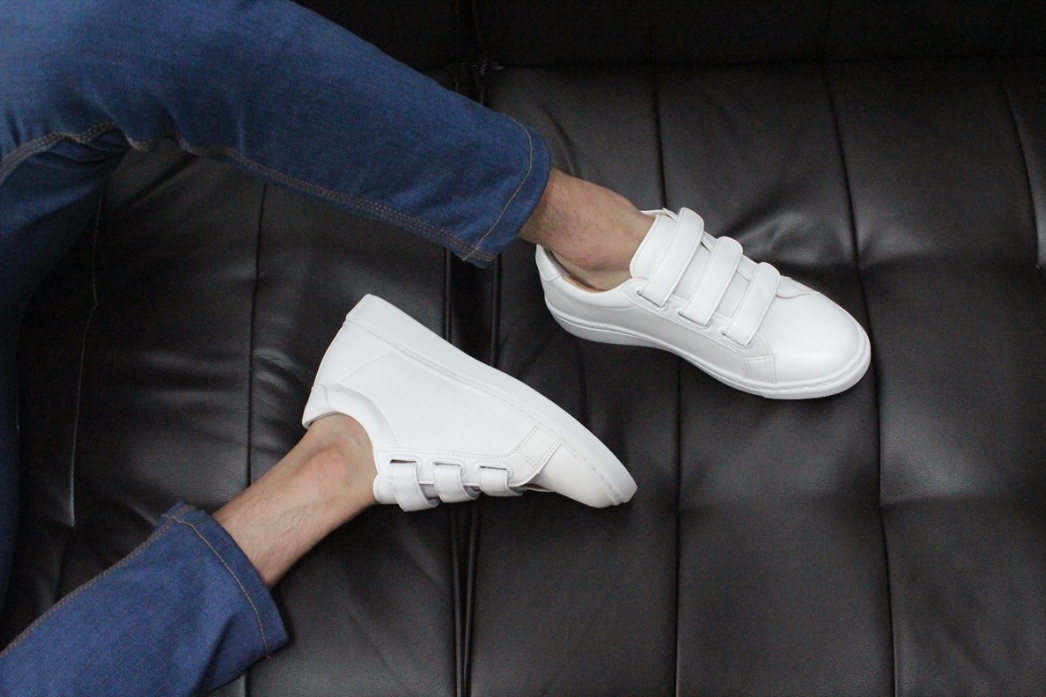Men Height Shoes Unisex Couple 7cm Velcro White