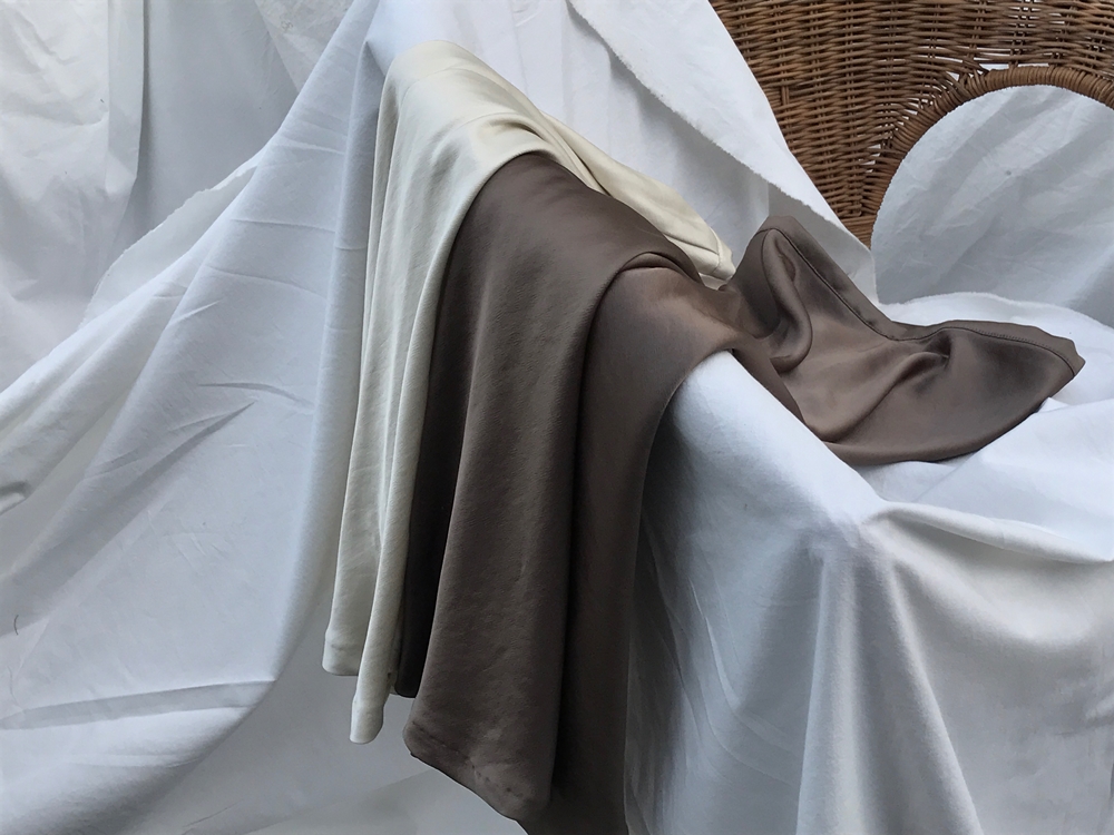 Mermaid Silk Satin Long Skirt Ivory, Brown Autumn 