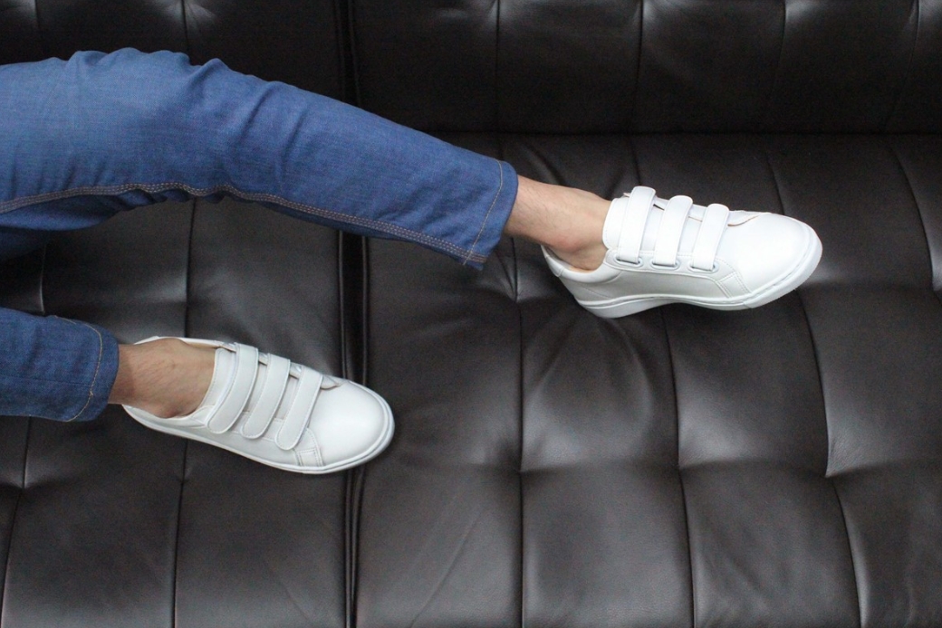 Men Height Shoes Unisex Couple 7cm Velcro White