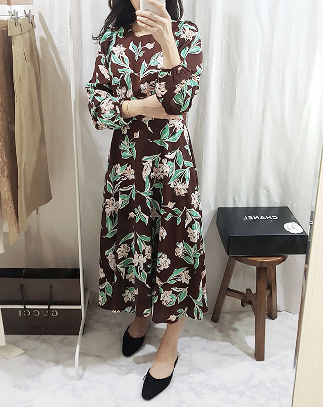 New Women Dress High Quality Autumn Flower Long Go