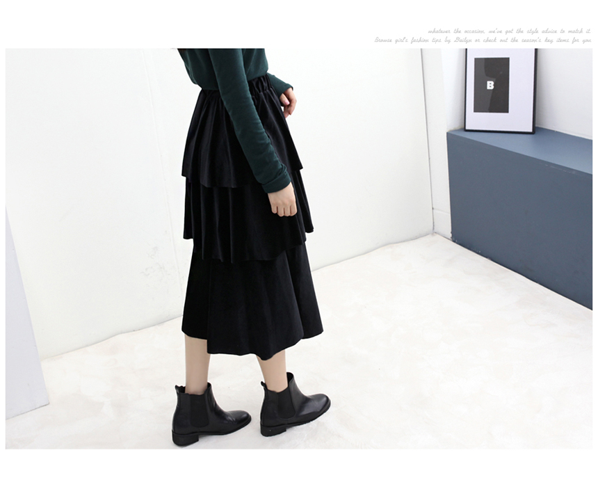 Velvet Cangkang Long Skirt Autumn Banding Voyeur l