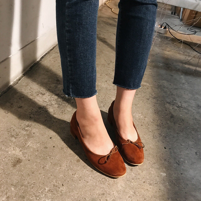 Real Lambskin Suede Middle Heel 1cm, 3cm Women'