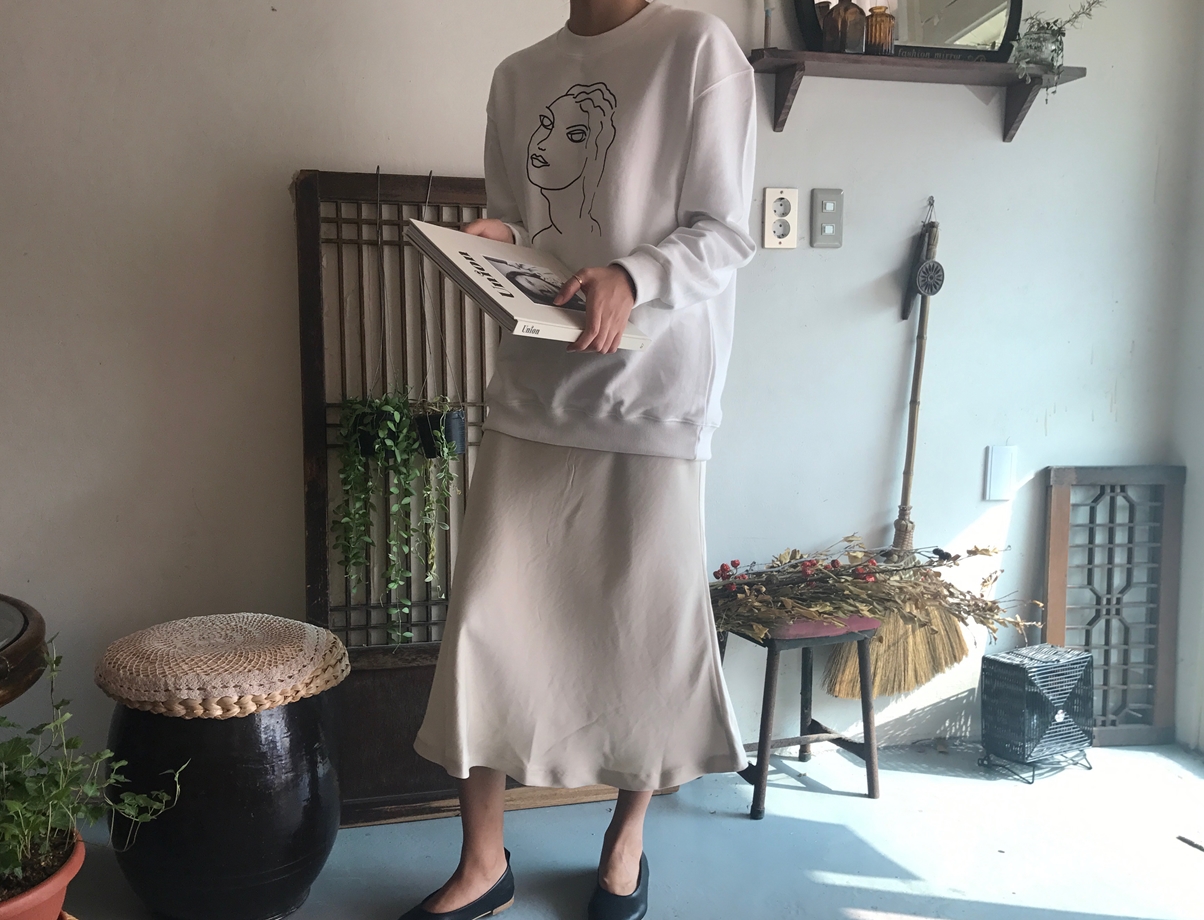 Mermaid Silk Satin Long Skirt Ivory, Brown Autumn 