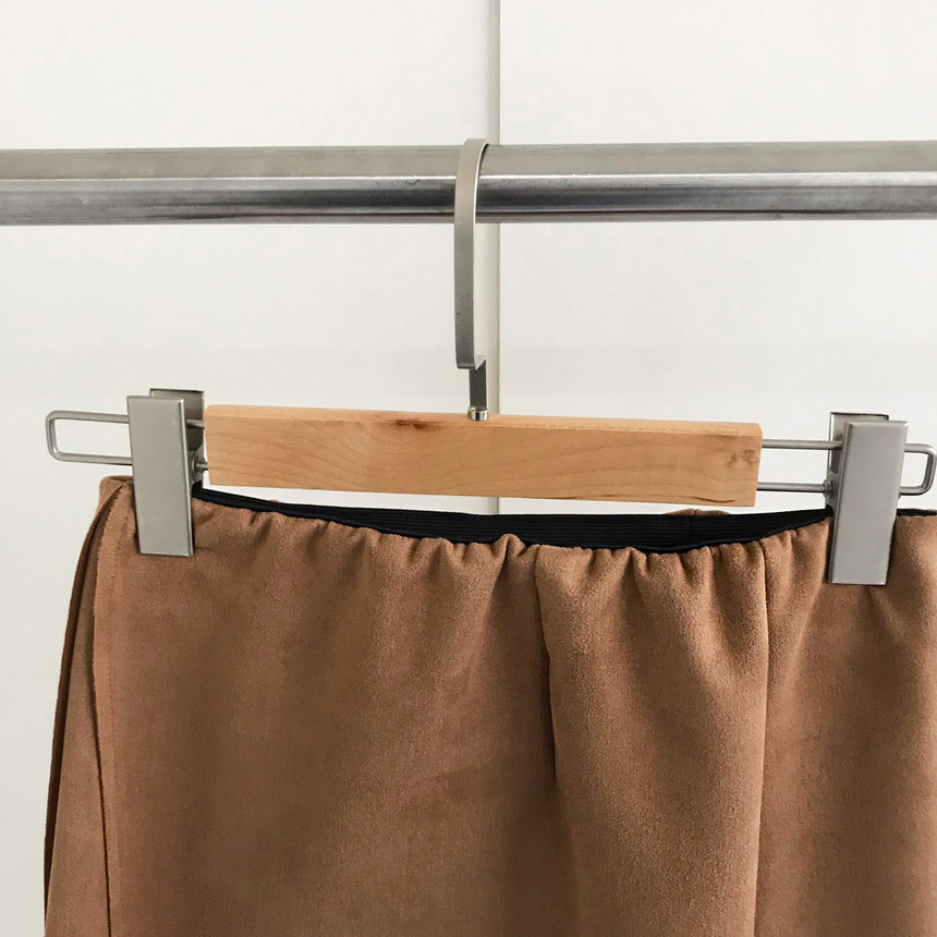 Banding A-line suede skirt 2color Autumn long inci