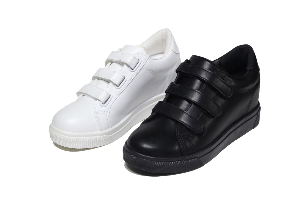 Men Height Shoes Unisex Couple 7cm Velcro White