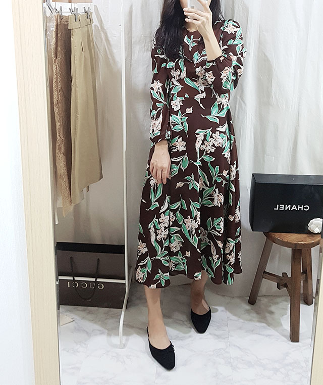 New Women Dress High Quality Autumn Flower Long Go