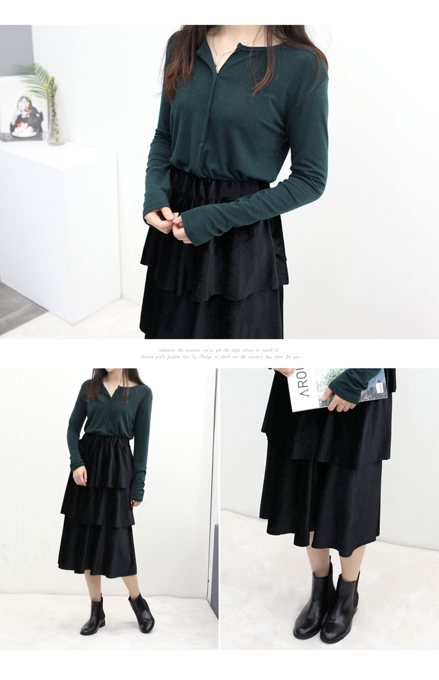 Velvet Cangkang Long Skirt Autumn Banding Voyeur l