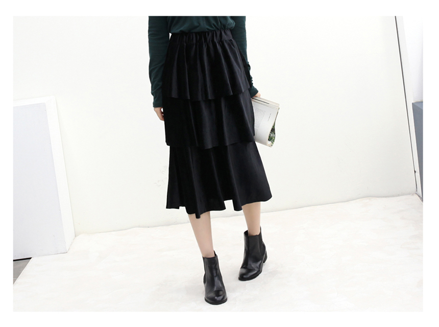 Velvet Cangkang Long Skirt Autumn Banding Voyeur l
