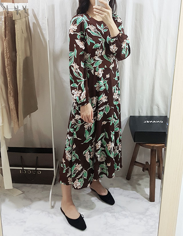 New Women Dress High Quality Autumn Flower Long Go
