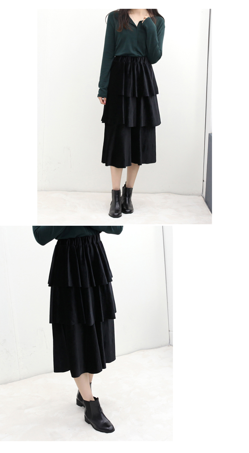 Velvet Cangkang Long Skirt Autumn Banding Voyeur l