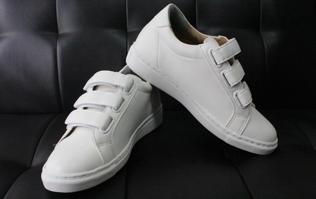 Men Height Shoes Unisex Couple 7cm Velcro White