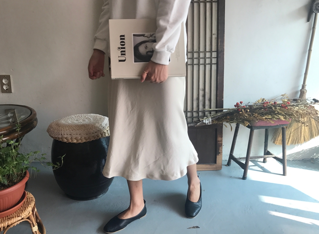 Mermaid Silk Satin Long Skirt Ivory, Brown Autumn 