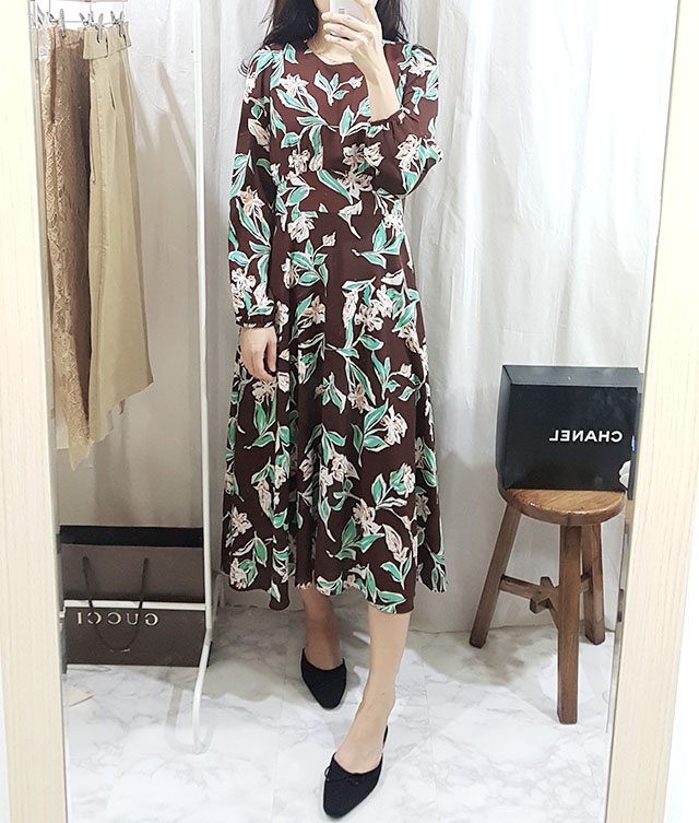 New Women Dress High Quality Autumn Flower Long Go