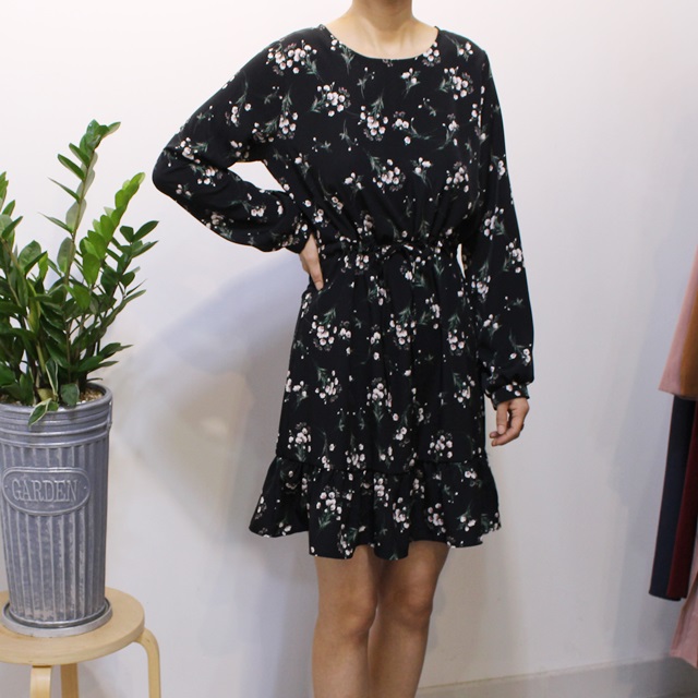 New Women Dress Chiffon Flower Dress 2color Autumn