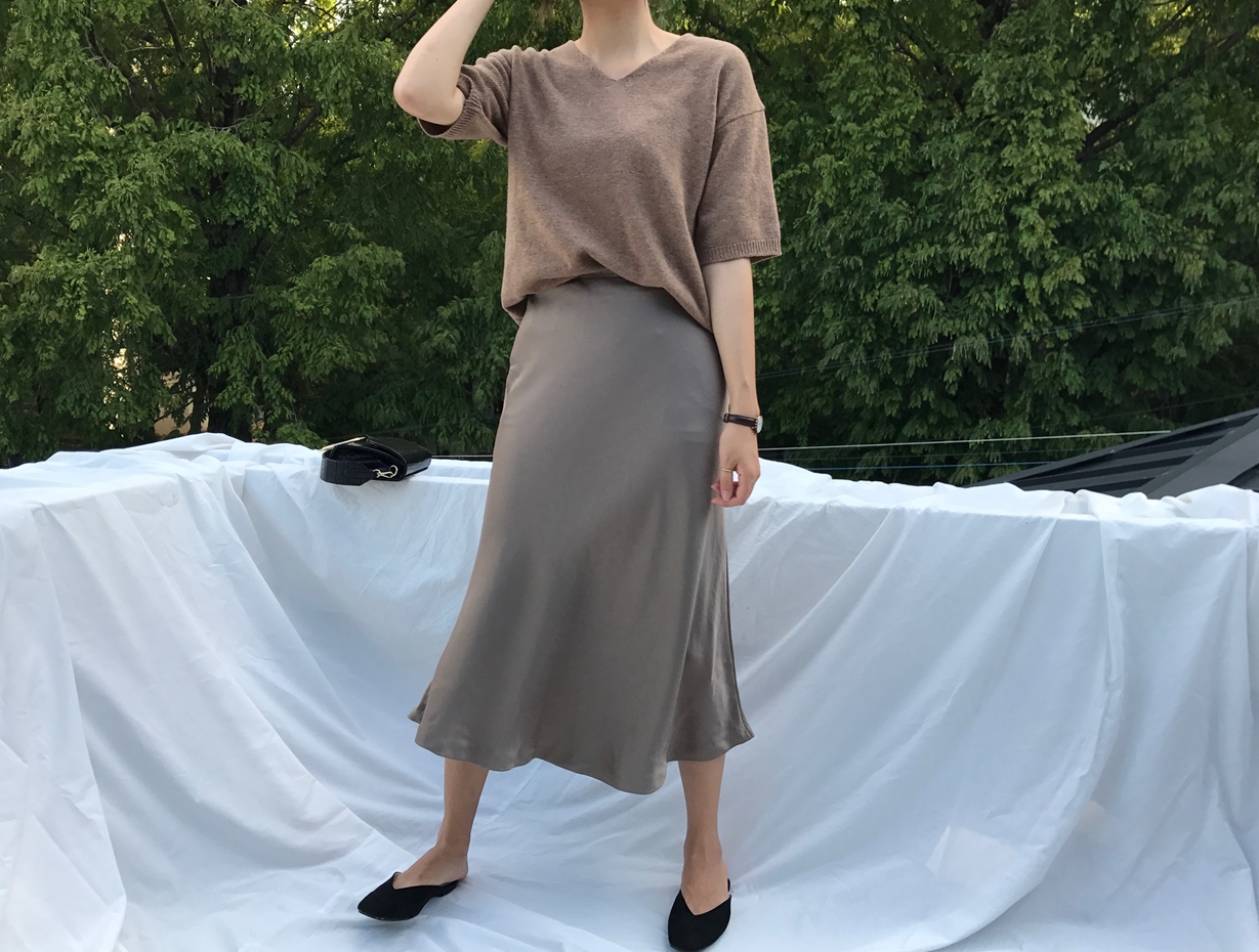 Mermaid Silk Satin Long Skirt Ivory, Brown Autumn 