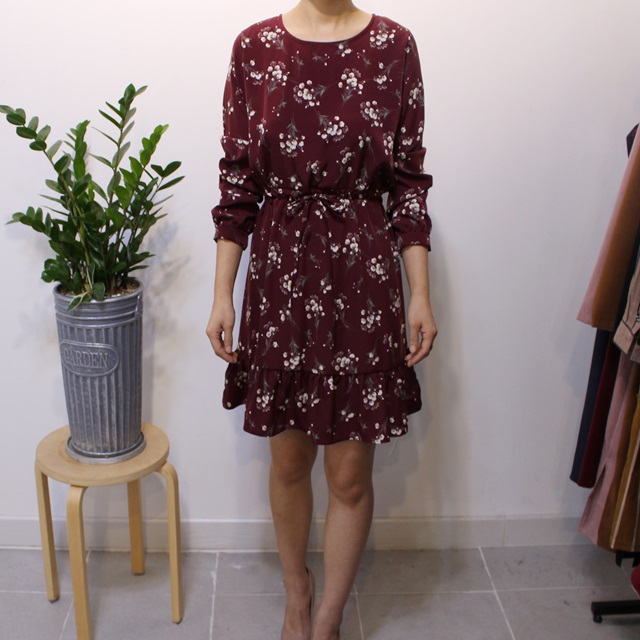 New Women Dress Chiffon Flower Dress 2color Autumn