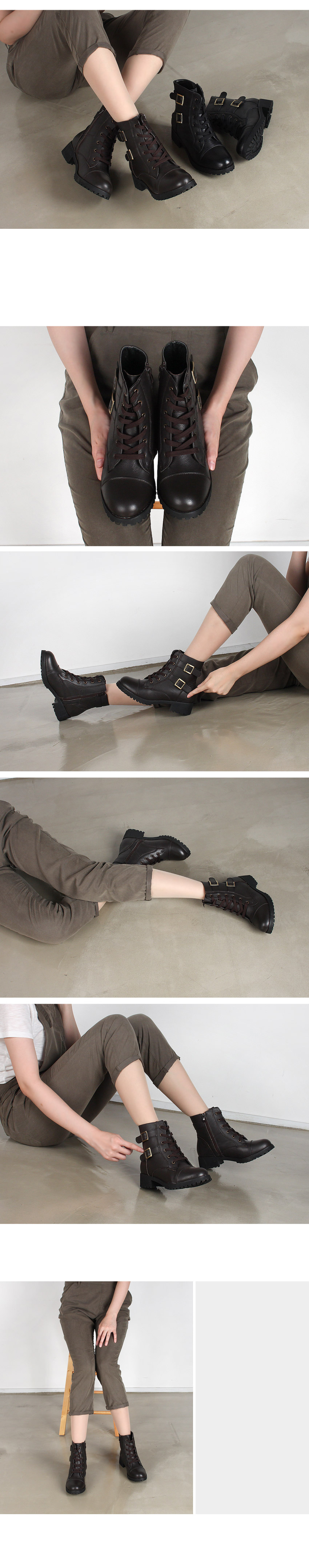 NEW WOMEN WALLKER BOOTS Natural leather buckle wal