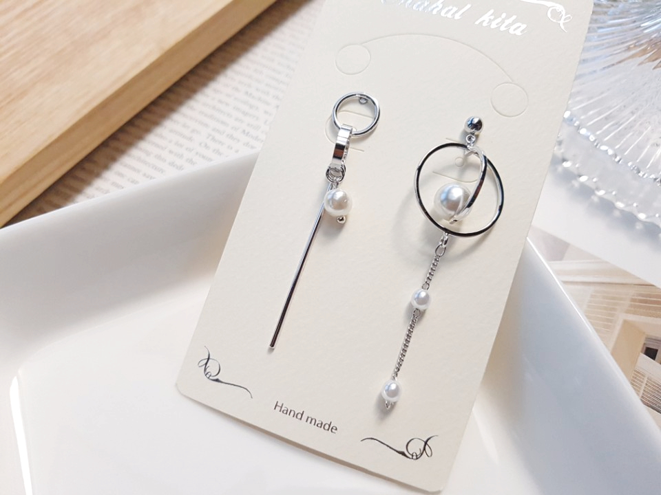 Pearl chain bar drop earrings girlfriend gift fanc