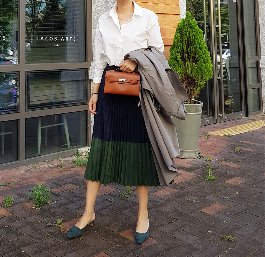 Wool color pleated pleated skirt 2color skirt 30s 