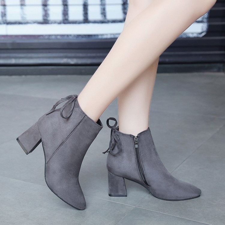 Premium Ribbon Sunglasses Suede Angle Boots 3color