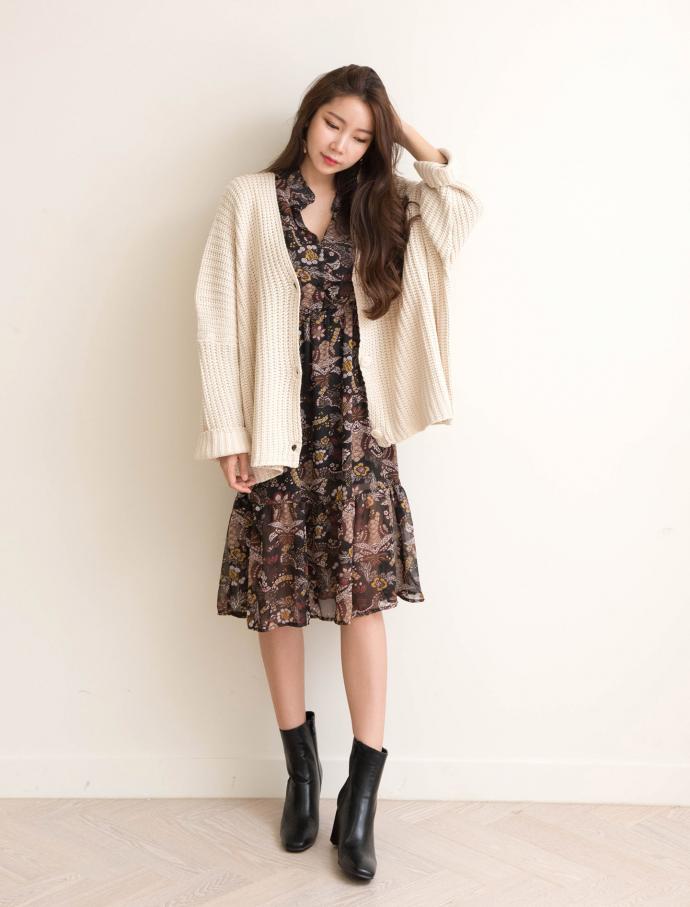 New Women Dress Blenic Flower Shirring Dress