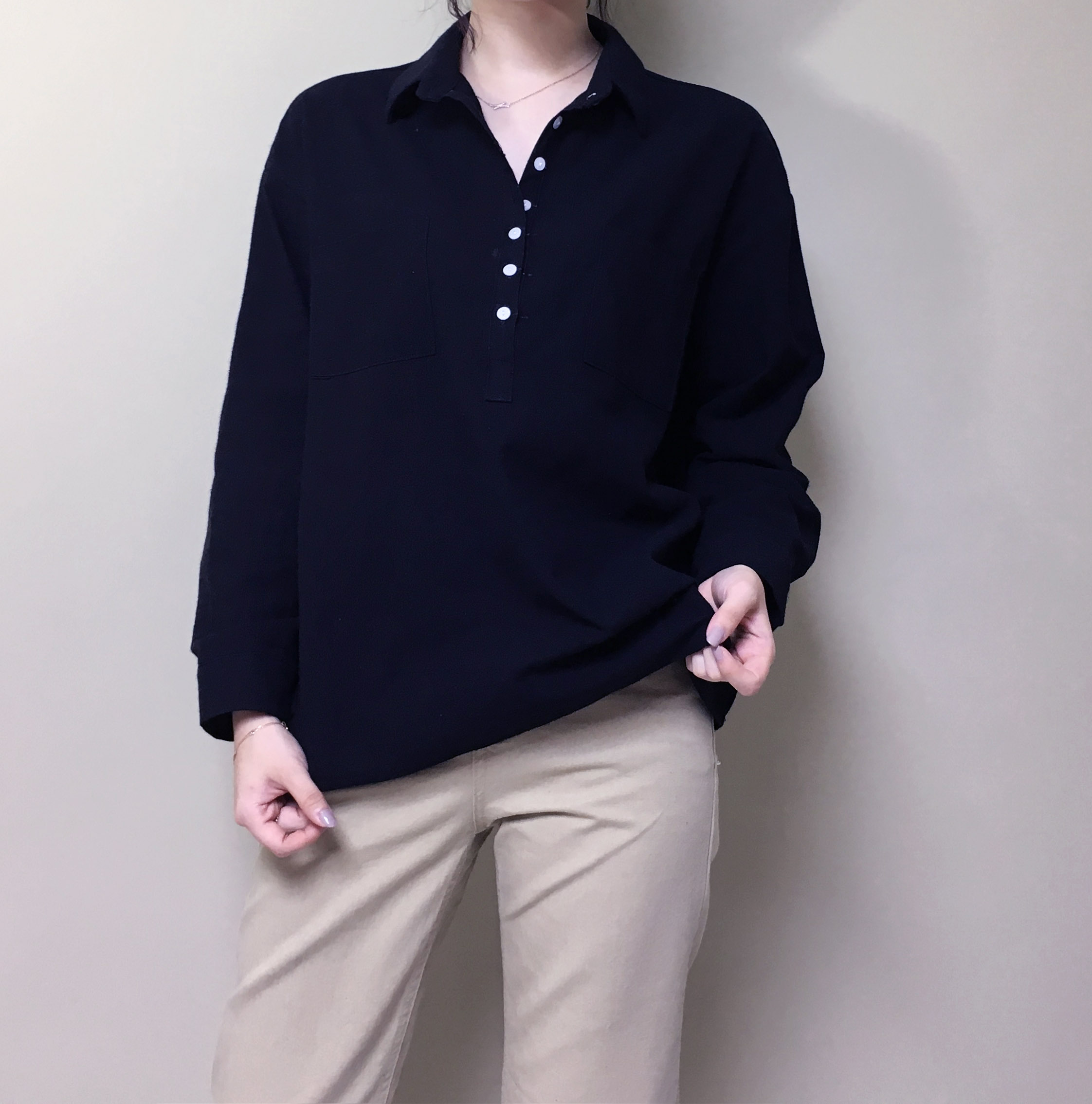 Half-open half-button cotton shirt southern color 