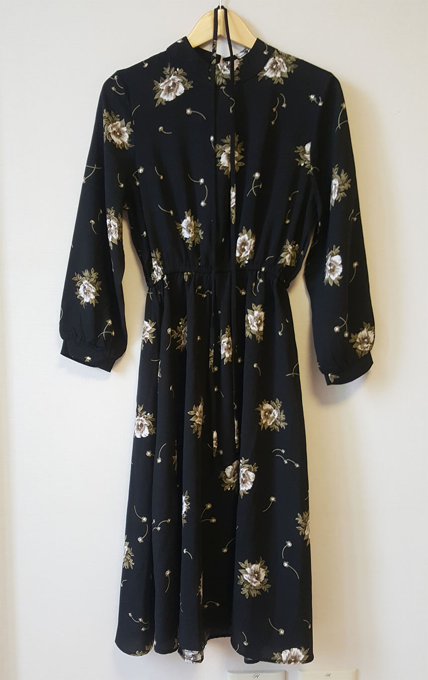 New Women Dress Black Rose Black Flower Pattern Ba