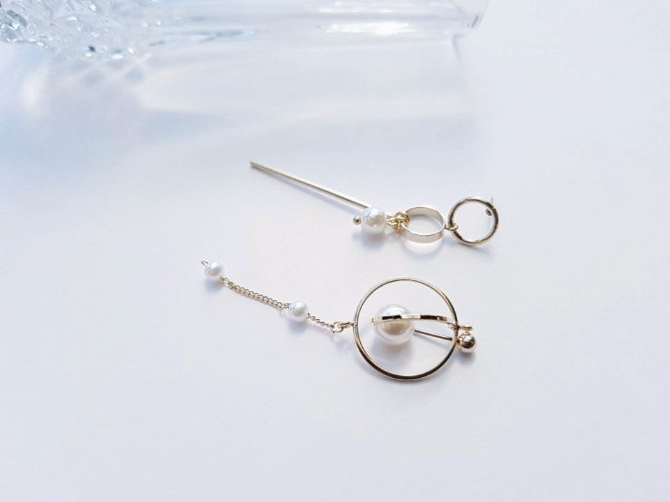 Pearl chain bar drop earrings girlfriend gift fanc