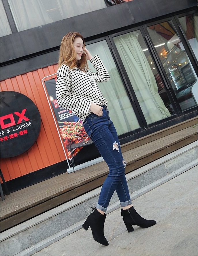 Premium Ribbon Sunglasses Suede Angle Boots 3color