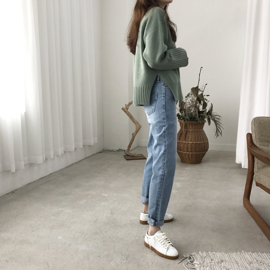 Women Jeans Pants Roll-up Denim Pants Fit Fall Aut