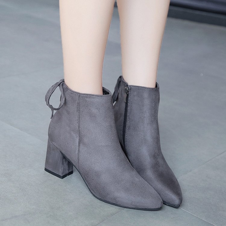 Premium Ribbon Sunglasses Suede Angle Boots 3color