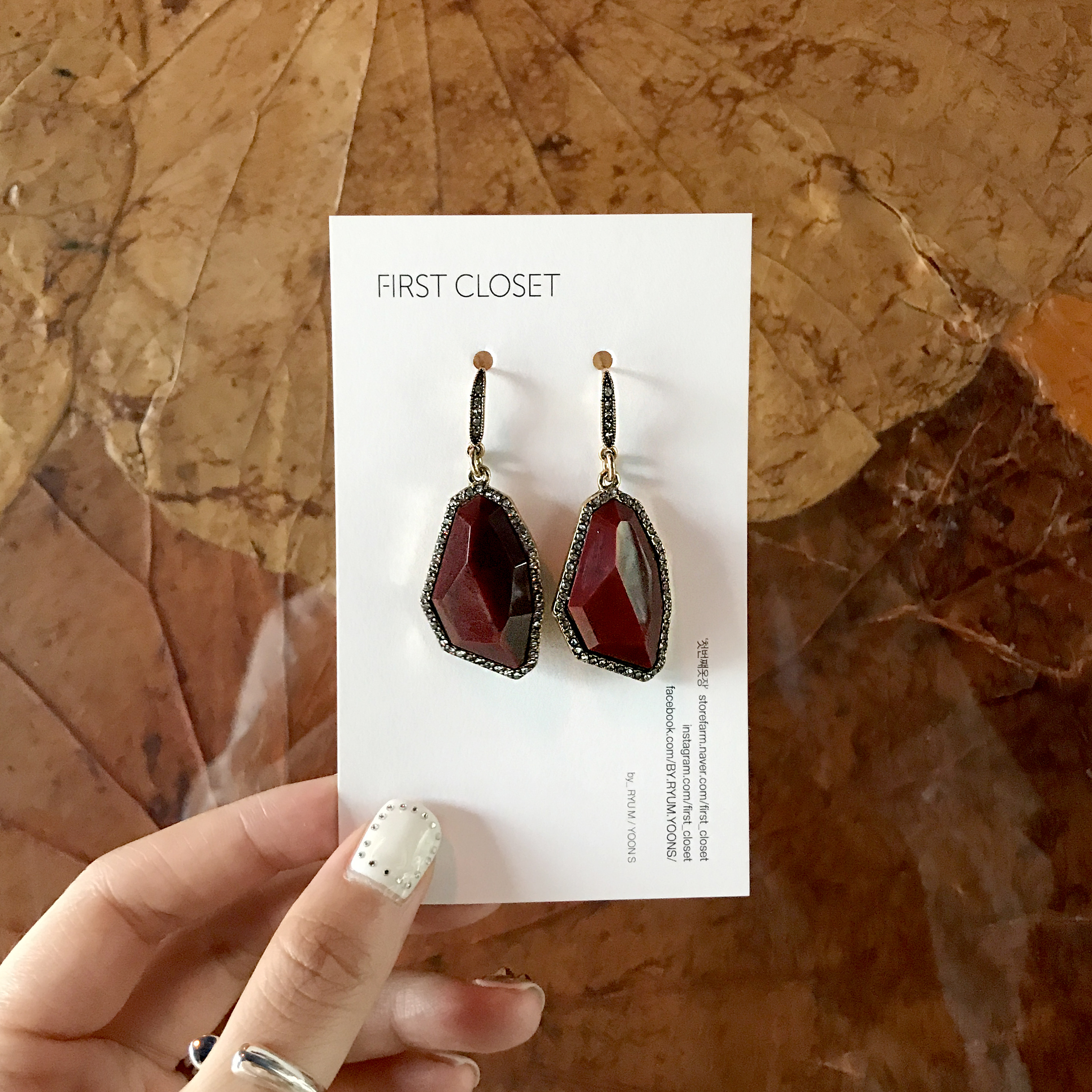 Deep Burgundy Stone Earrings First Wardrobe Drop A