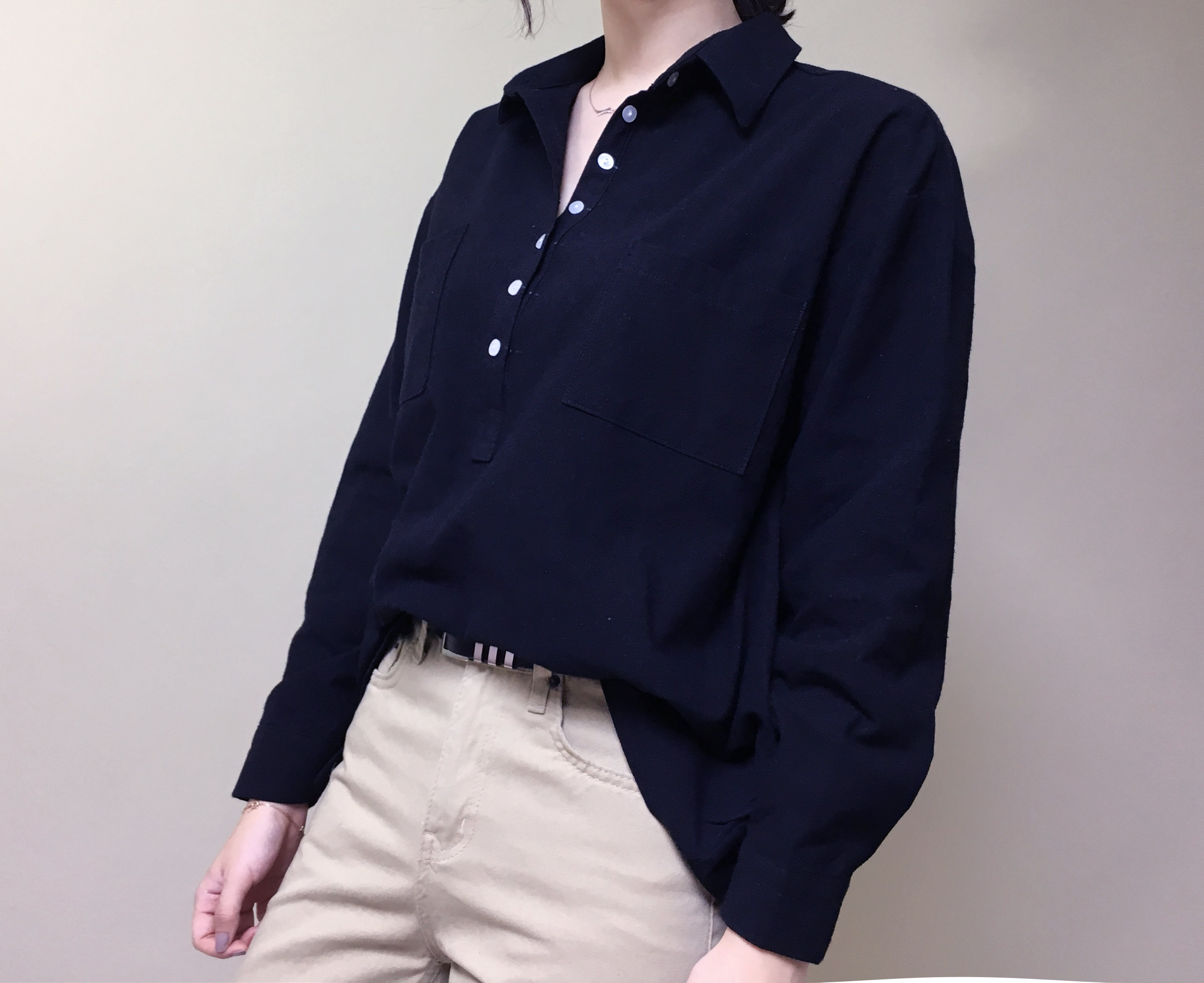 Half-open half-button cotton shirt southern color 