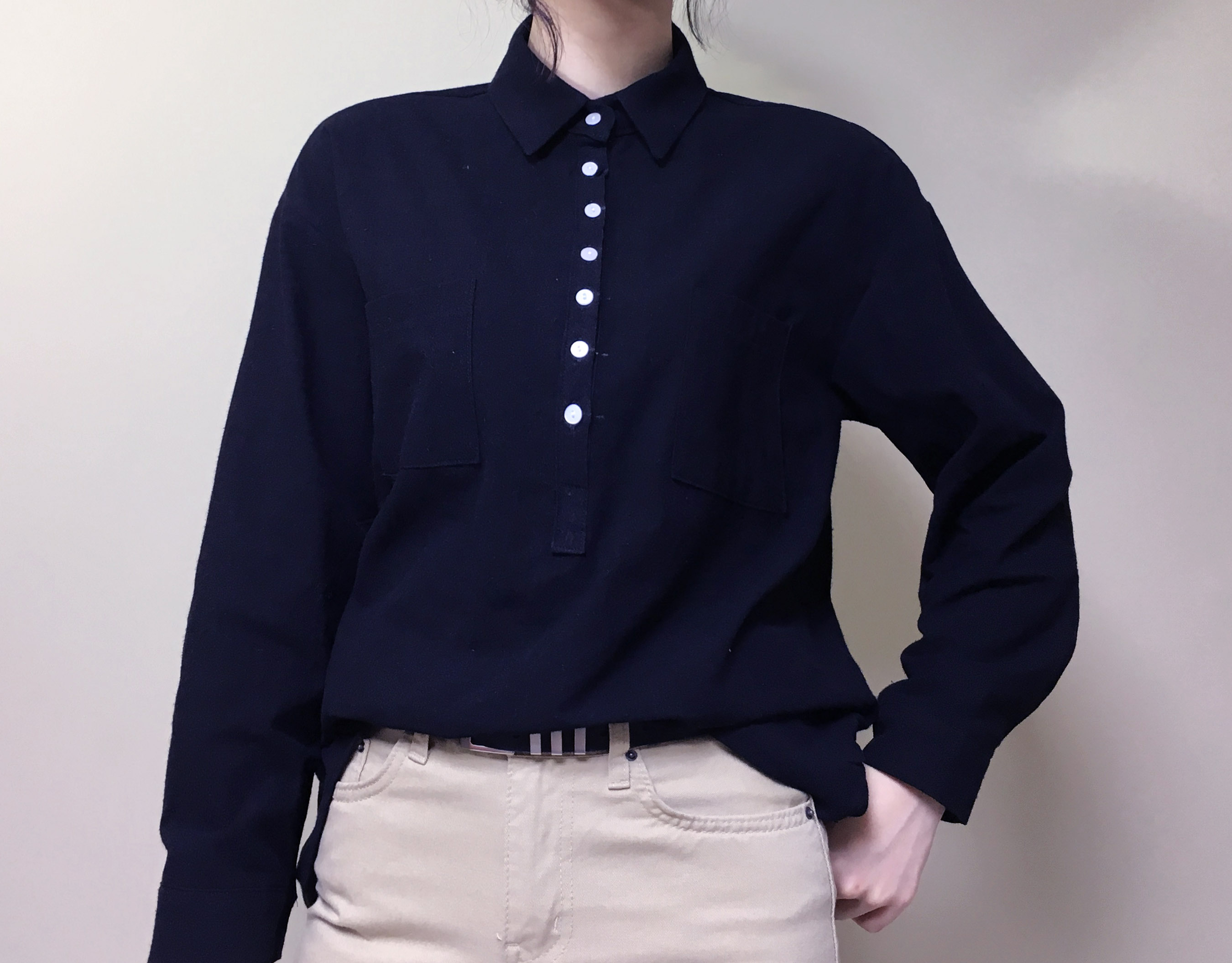 Half-open half-button cotton shirt southern color 