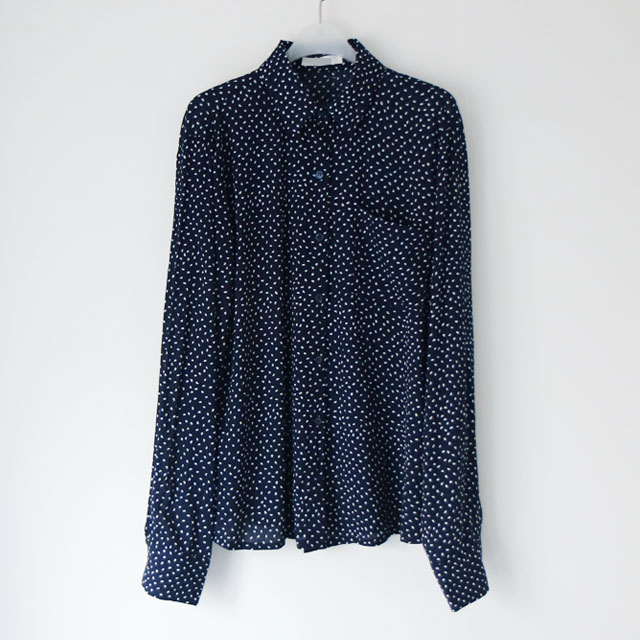 Dot blouse red. Navy polka dots chiffon shirt woma