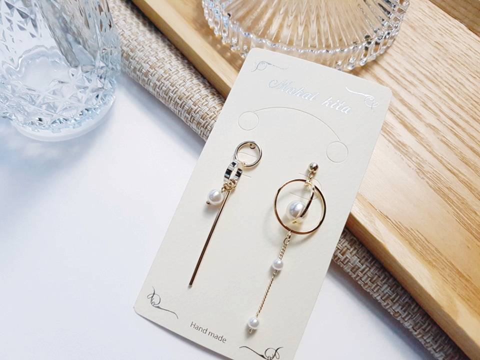 Pearl chain bar drop earrings girlfriend gift fanc