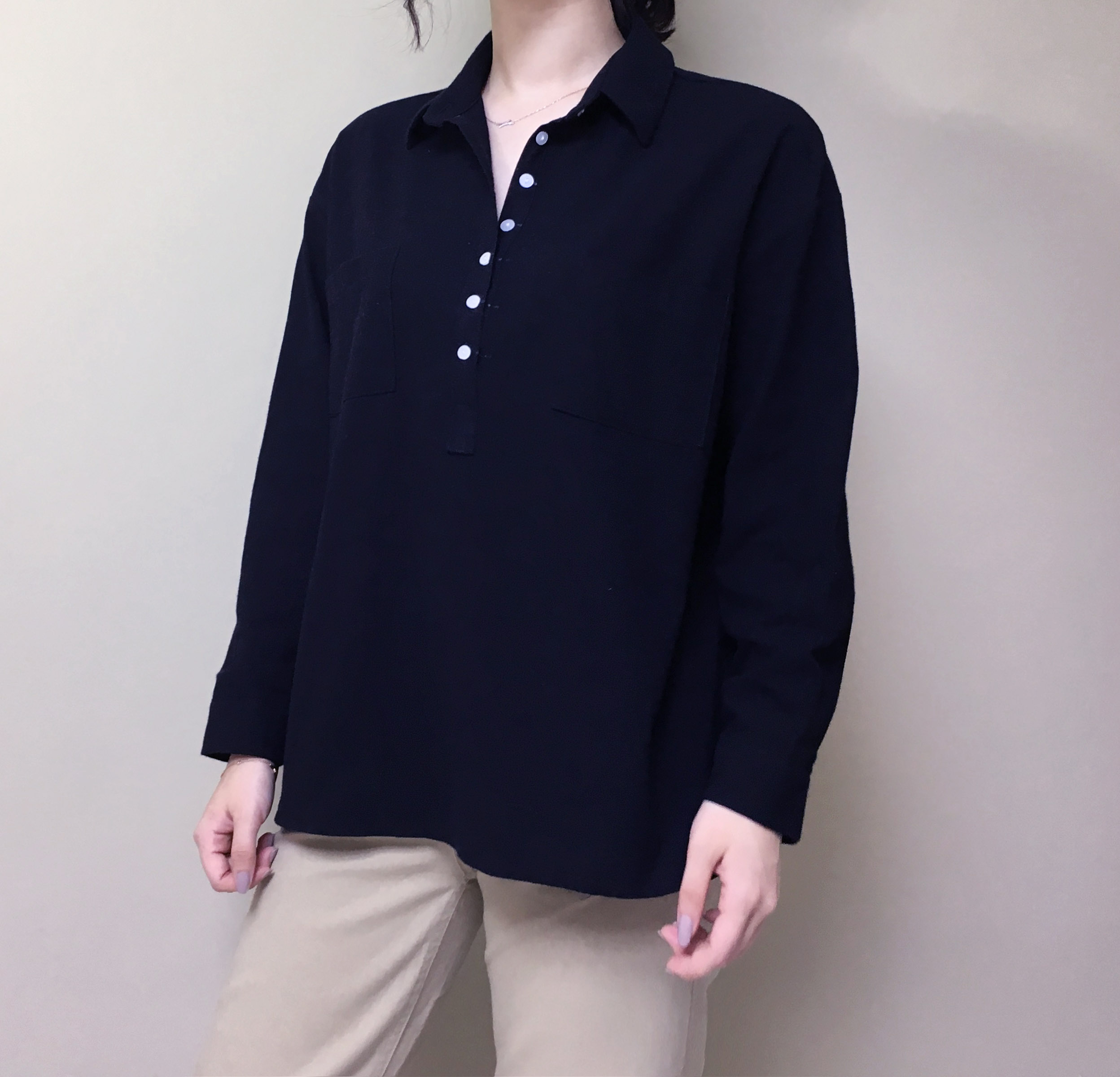 Half-open half-button cotton shirt southern color 