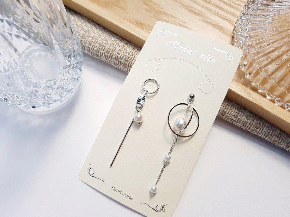 Pearl chain bar drop earrings girlfriend gift fanc