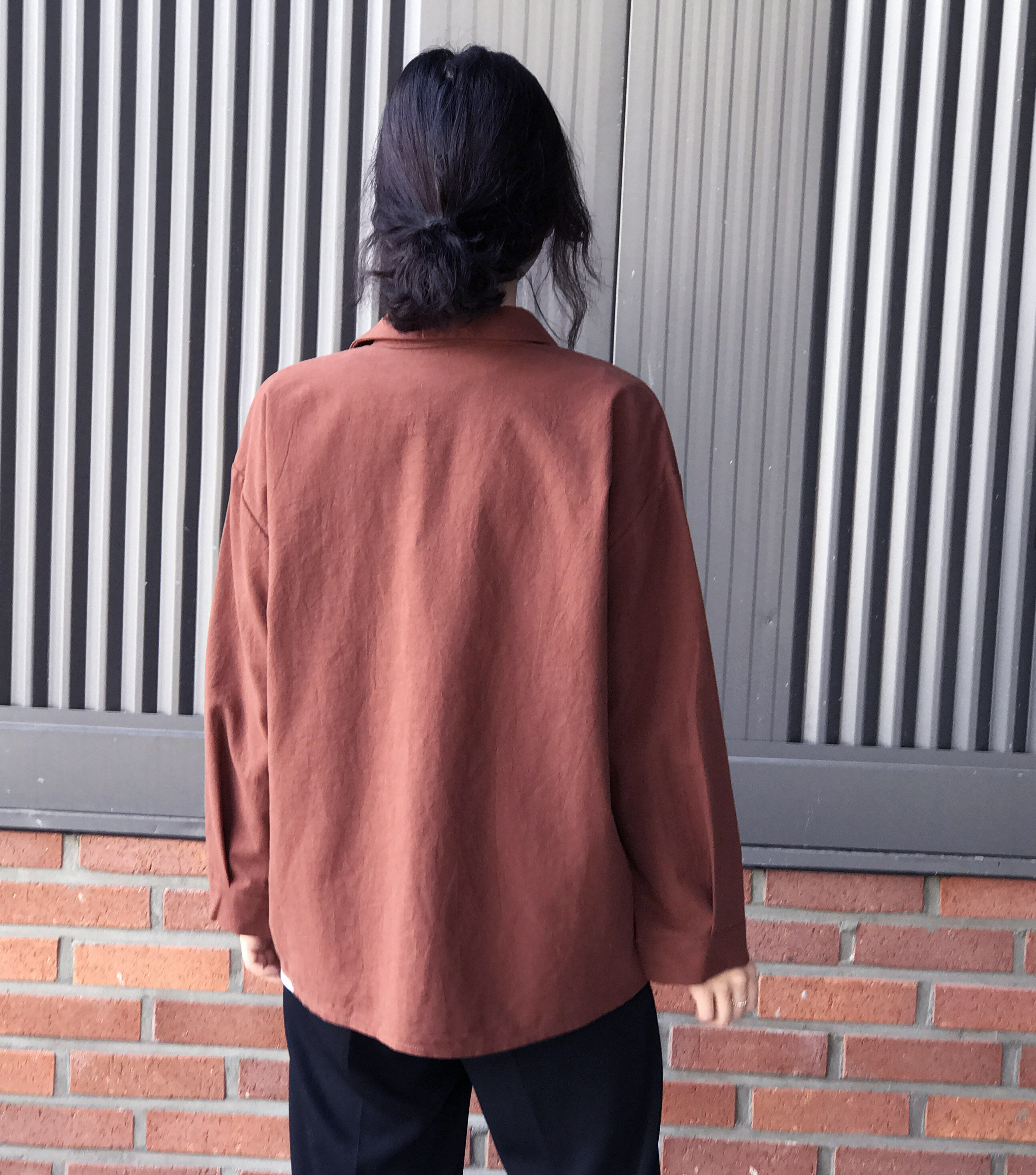 Half-open half-button cotton shirt southern color 