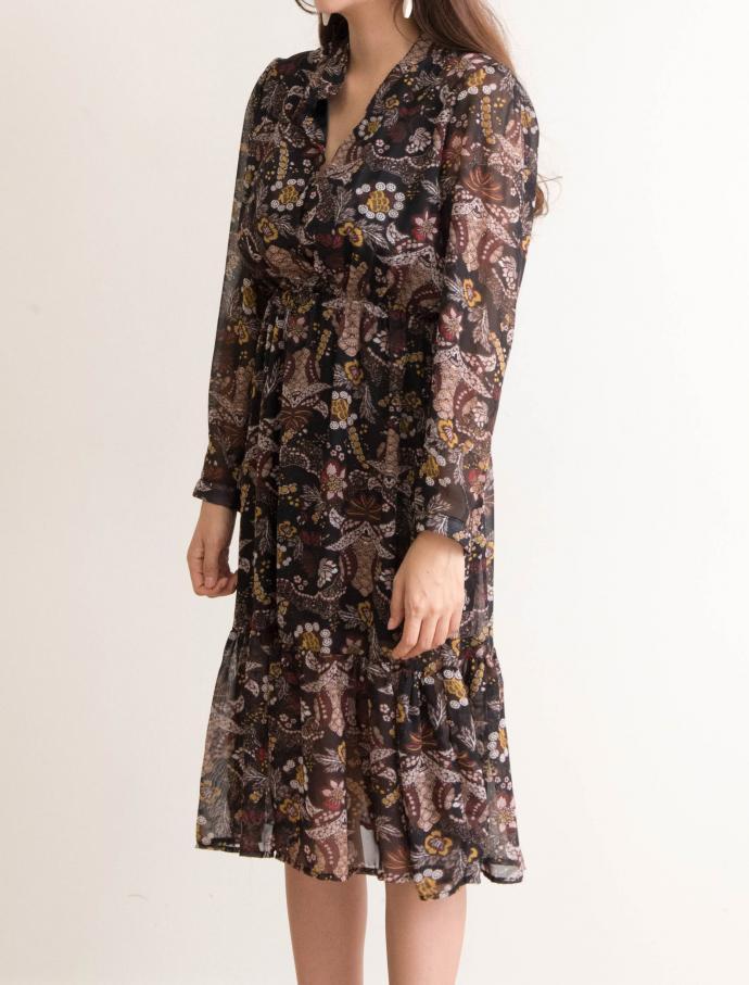 New Women Dress Blenic Flower Shirring Dress