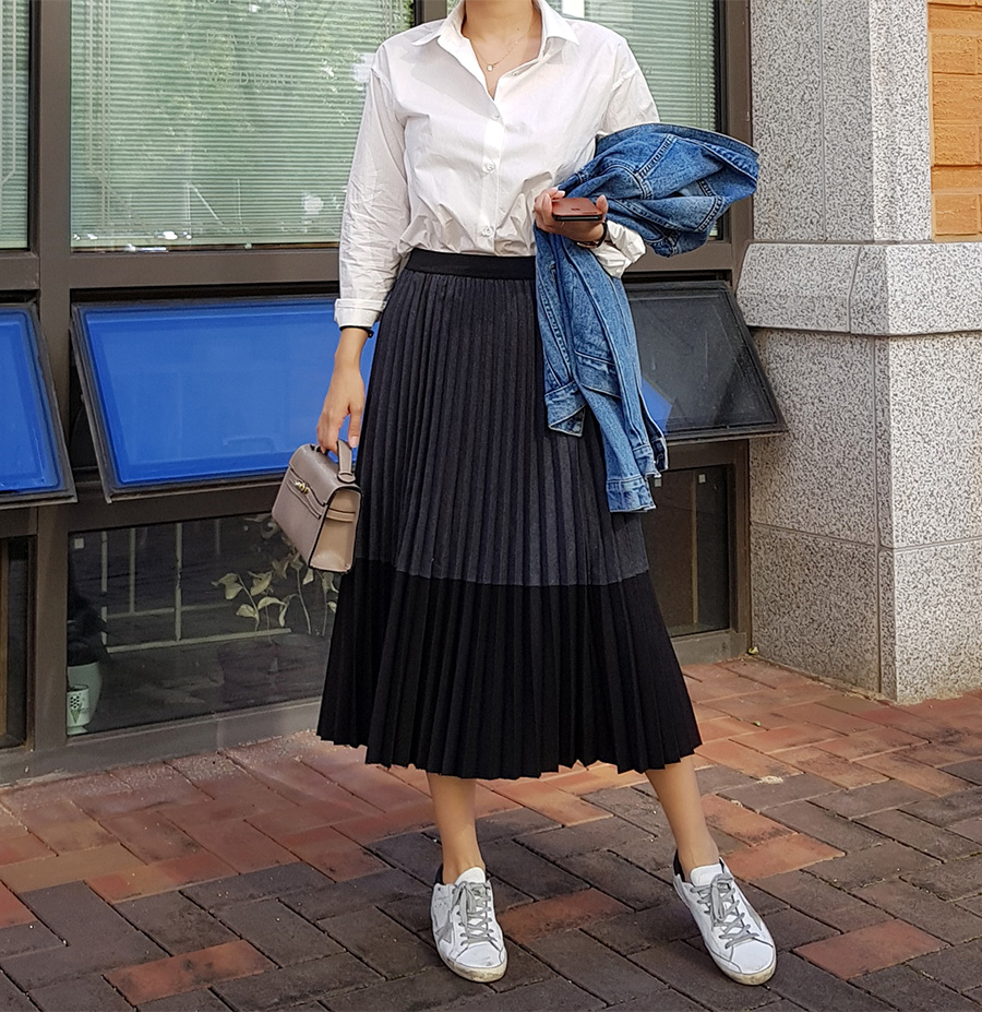Wool color pleated pleated skirt 2color skirt 30s 
