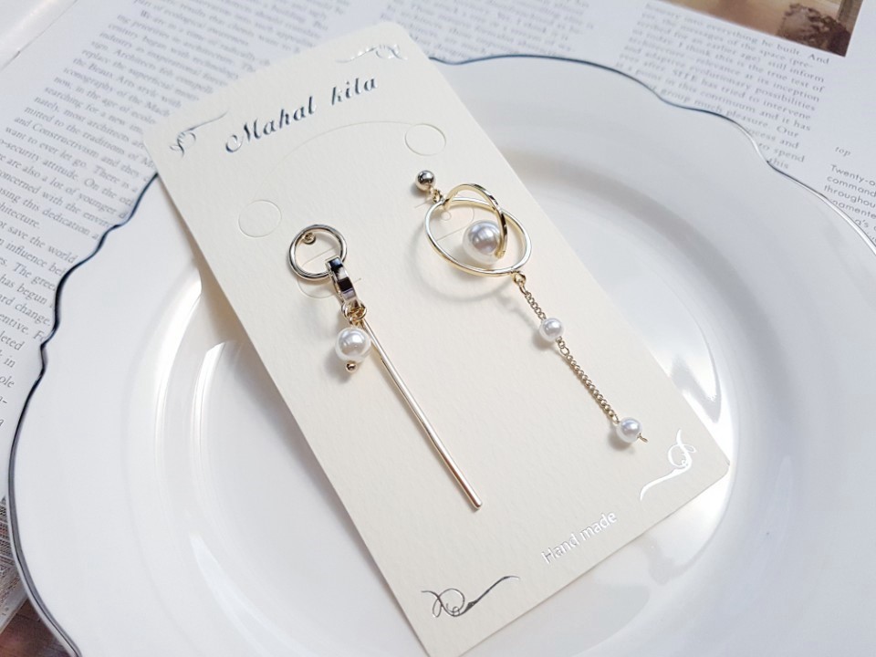 Pearl chain bar drop earrings girlfriend gift fanc