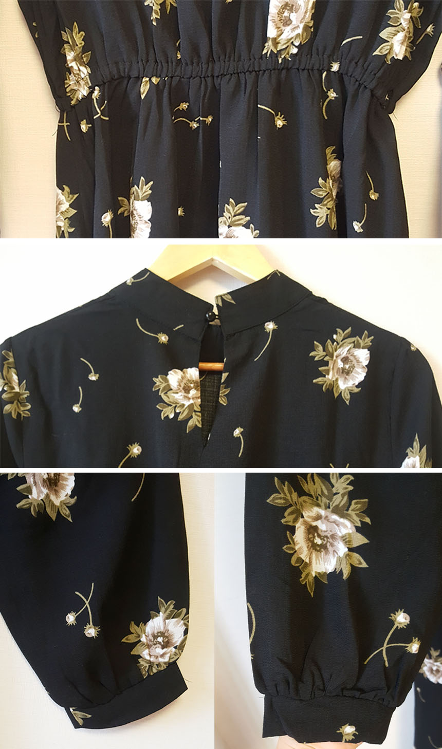 New Women Dress Black Rose Black Flower Pattern Ba