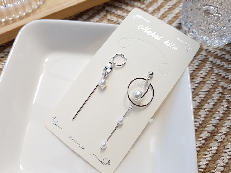 Pearl chain bar drop earrings girlfriend gift fanc